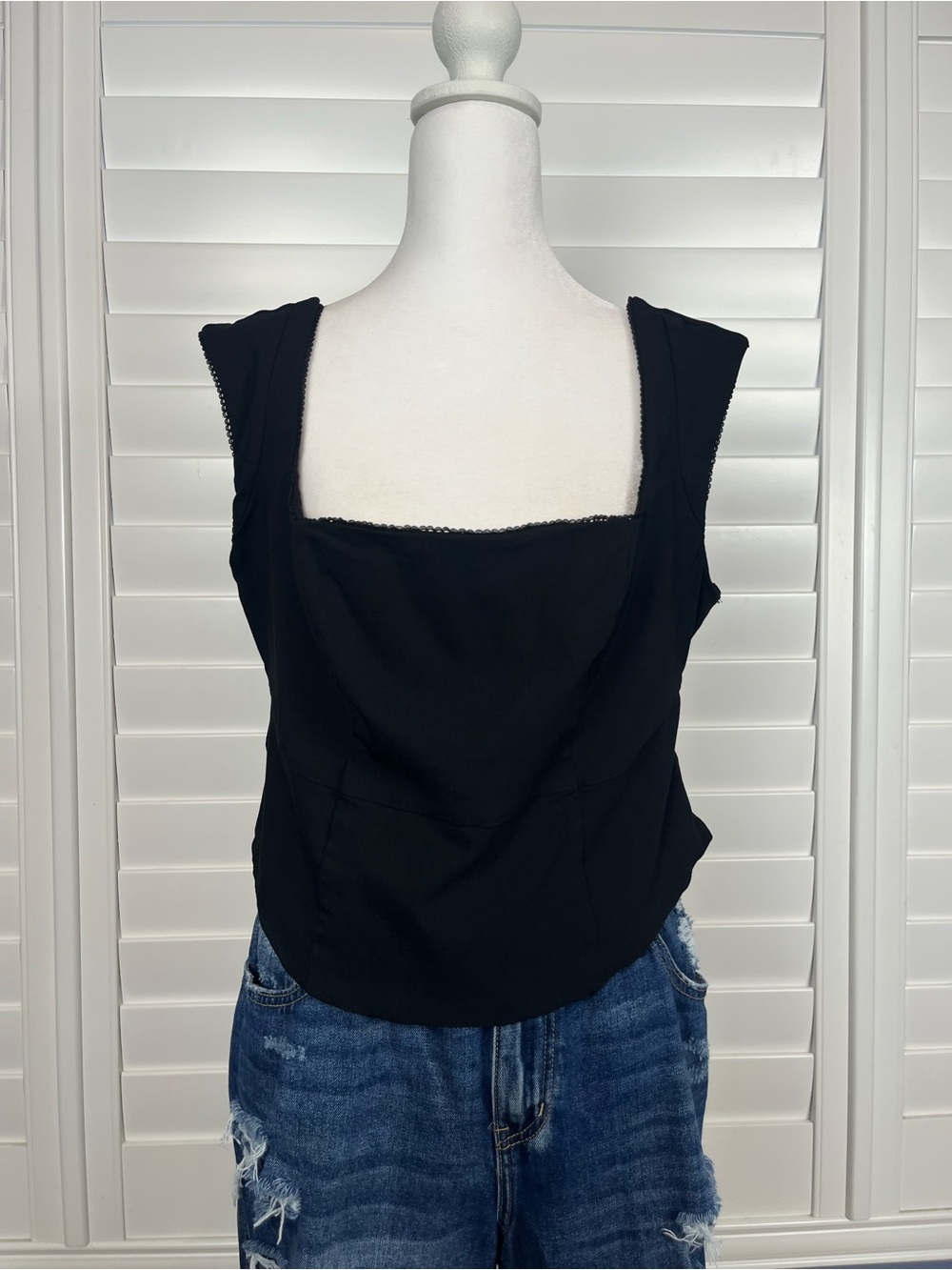 wild fable Black Square-Neck fitted crop Top size XXL